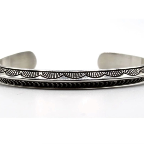 Navajo Sterling Carinated Ingot Double Sided Cuff Bracelet R Secatero - Picture 2 of 5